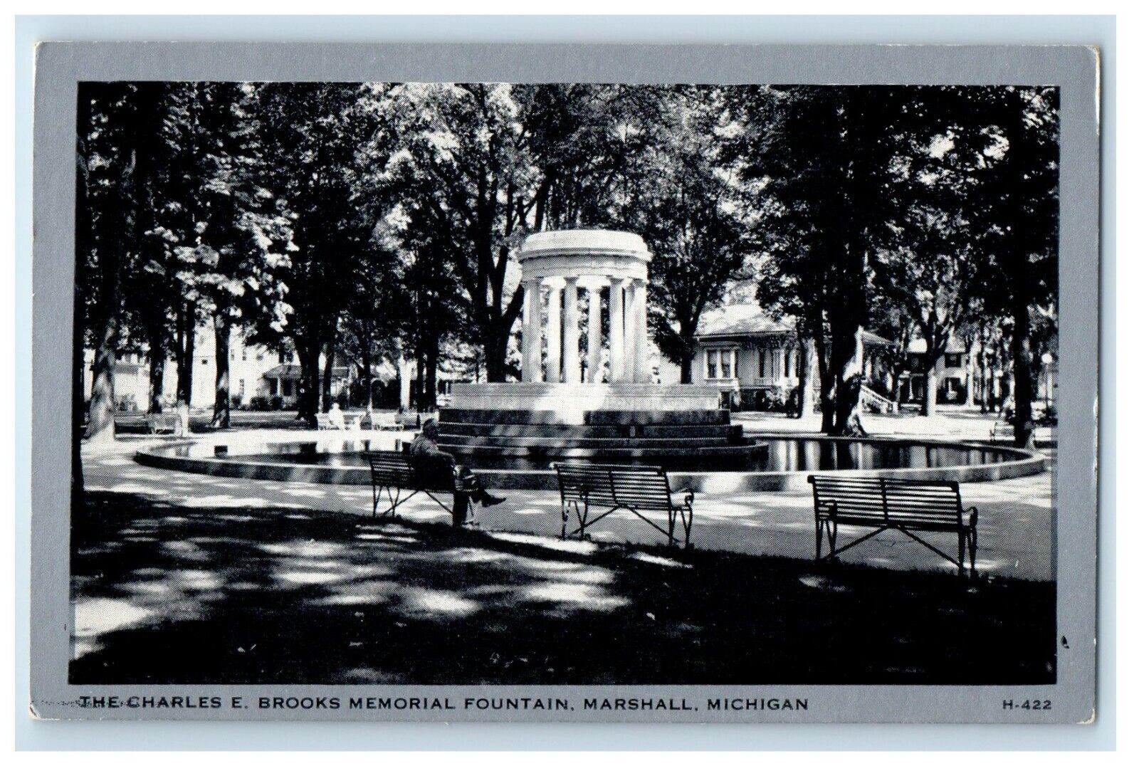 c1930\'s The Charles E. Brooks Memorial Fountain Marshall Michigan MI Postcard