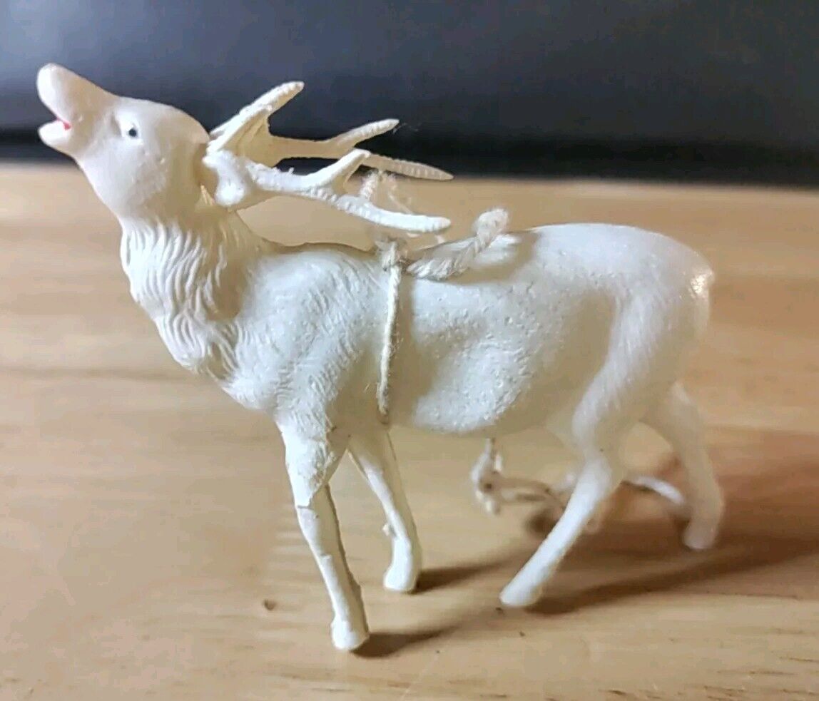 Vintage Chriatmas Plastic White Reindeer Figurine- Japan