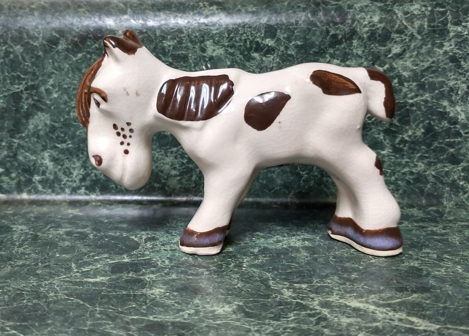 Vintage Japan Pottery Tired Horse Hand Painted Figurine Circle mark