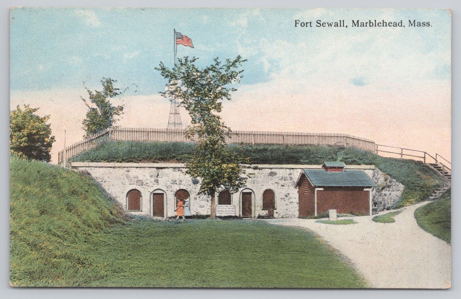 Postcard Fort Sewall, Marblehead, Massachusetts Vintage DB PM 1917