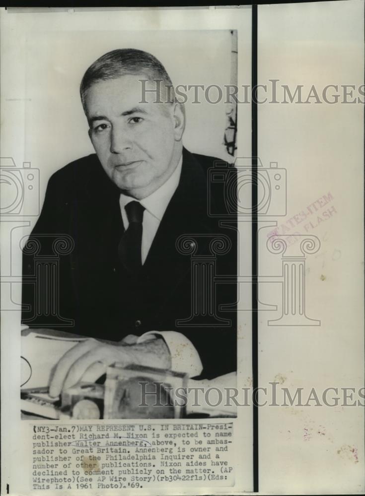 1969 Press Photo Walter Annenberg Expected to be Named Ambassador to Britain