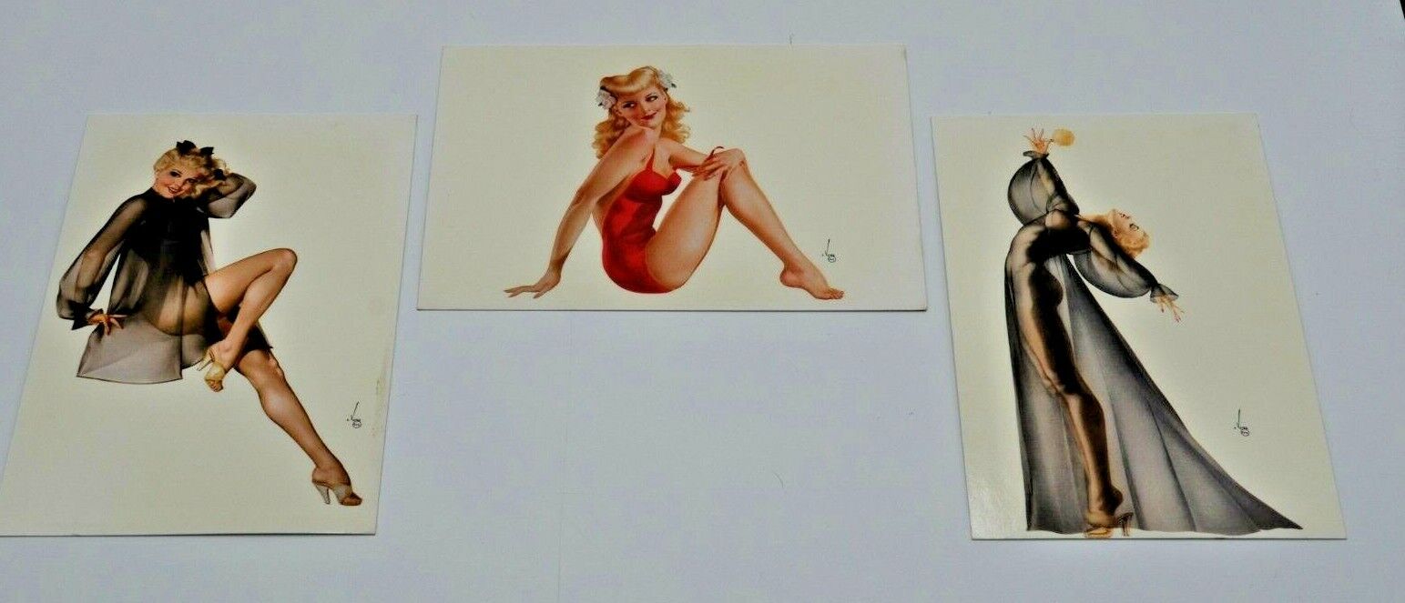 Lot 3 Vintage Varga Pin Up Girl Post Cards 1995 Prints from 1942 4\