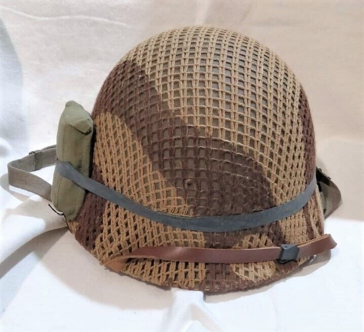 French Algeria war M 51 Helmet with camouflage net and first aid dated 1954