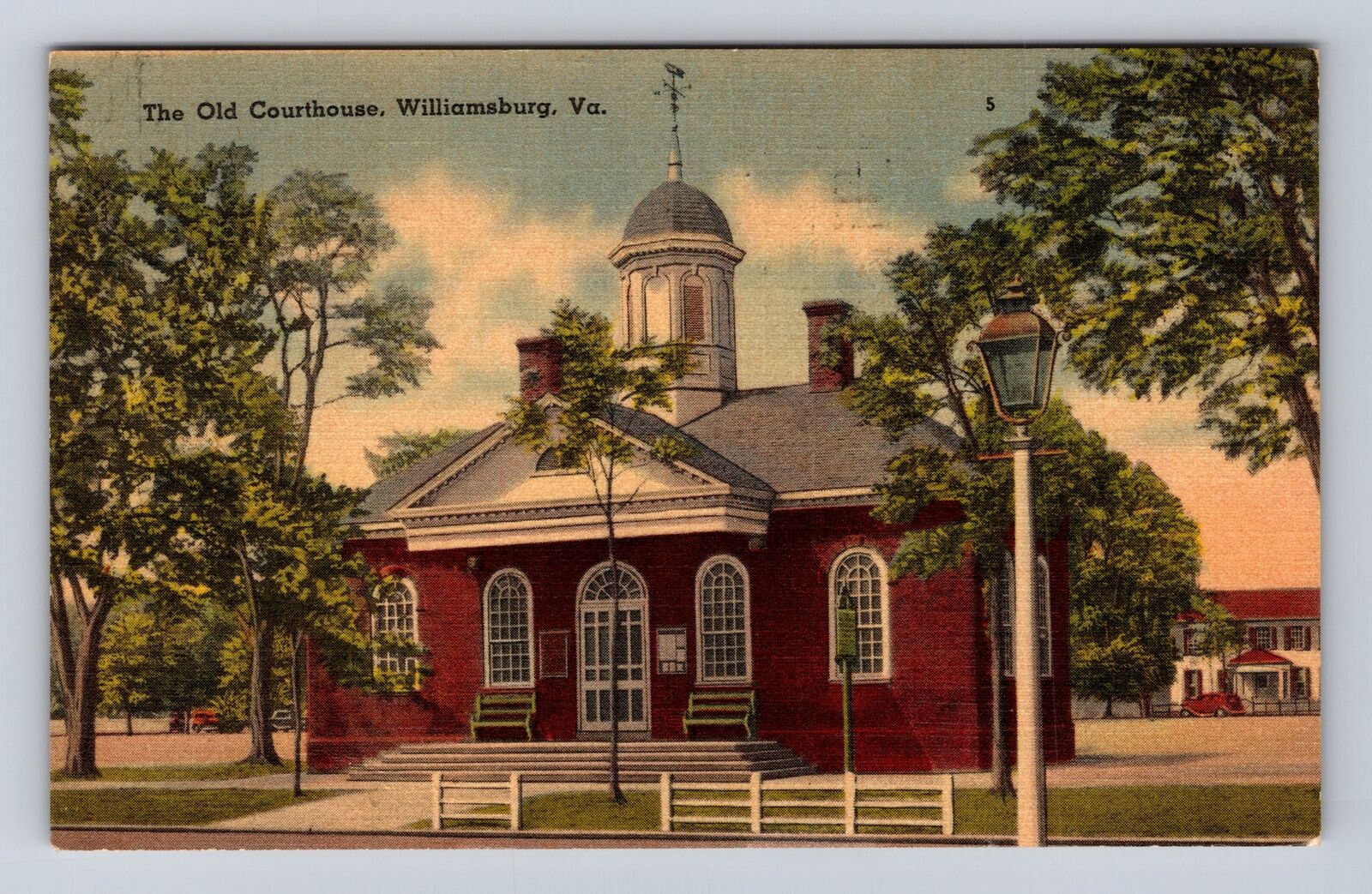 Williamsburg VA-Virginia, Old Courthouse, Antique, Vintage c1940 Postcard
