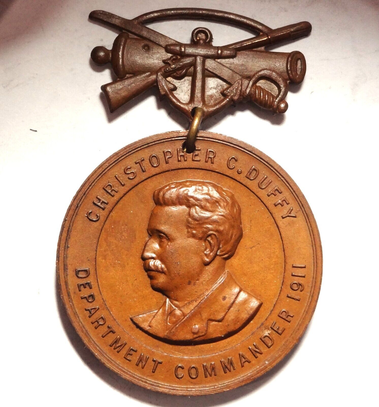 1912 Peoria Illinois G.A.R. 46th Annual Encampment Medal Christopher C Duffy