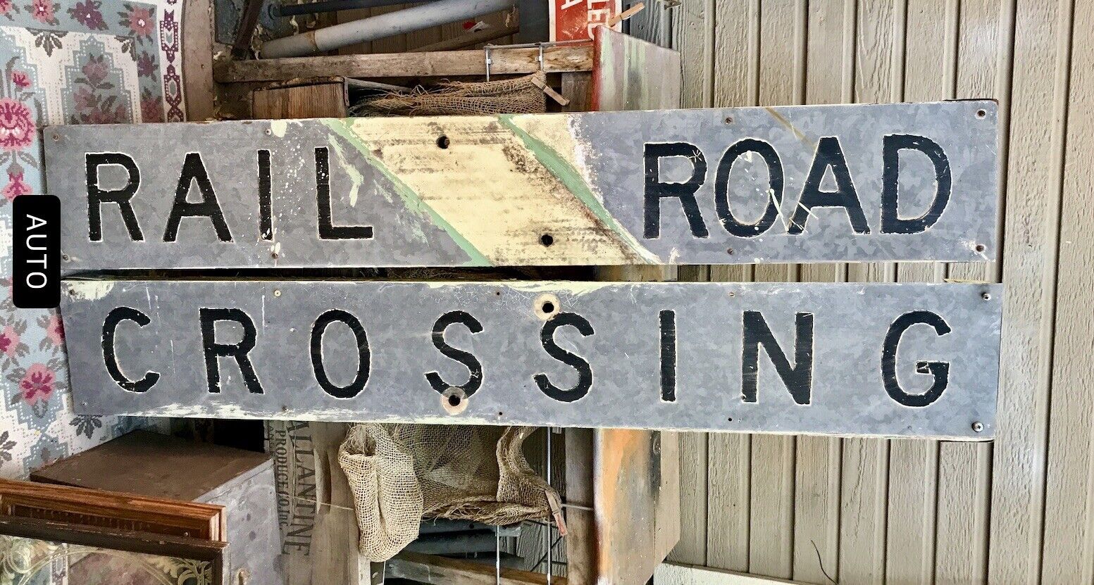 Railroad Crossing Sign Galvanized Metal