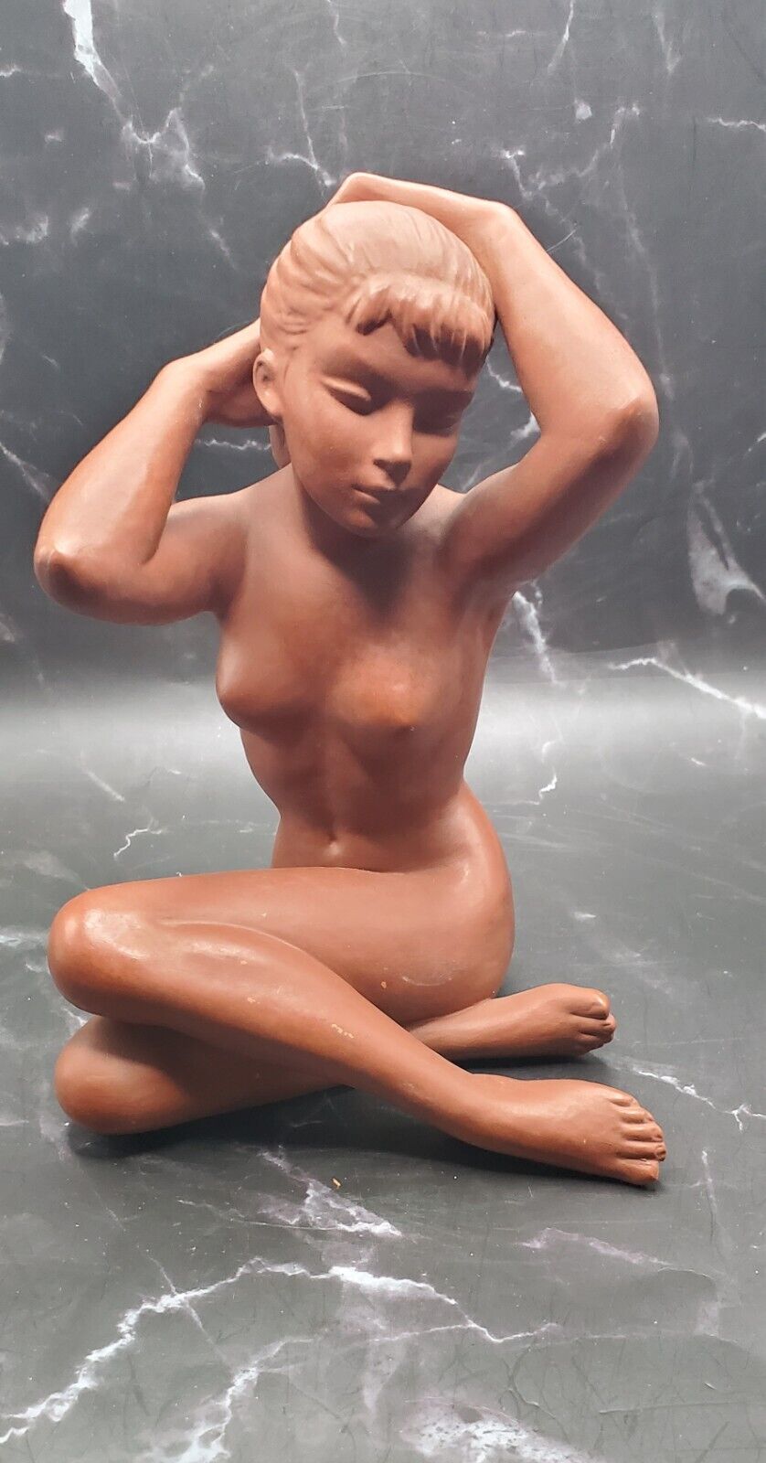 Vintage 1960 Terracotta Ceramics Sculpture of Naked Woman by Goebel West Germany