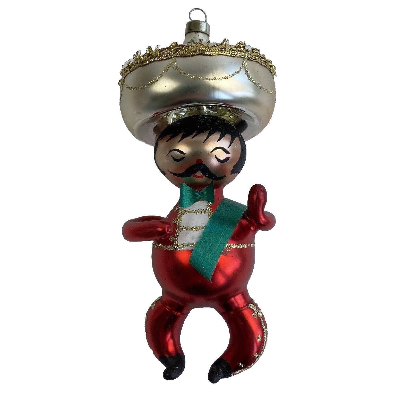 Italy Figural Glass De Carlini Mexican Dancer Man Vintage Christmas Ornament