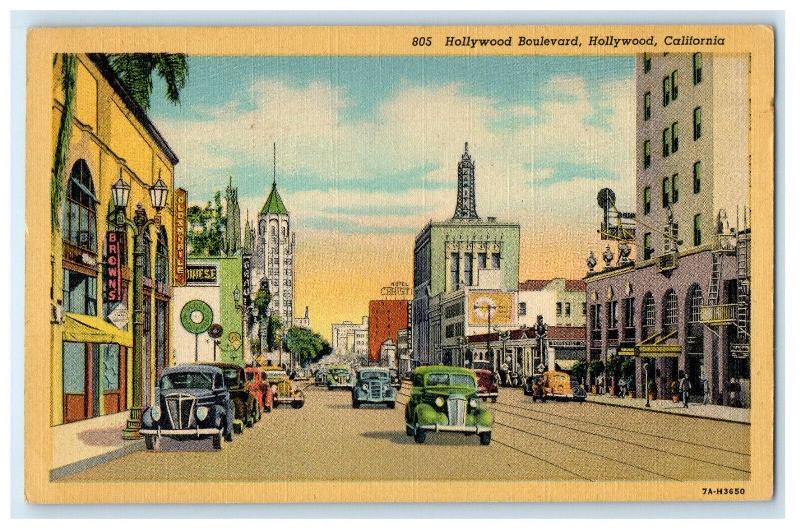 c1940s Hollywood Boulevard Hollywood California CA Unposted Postcard