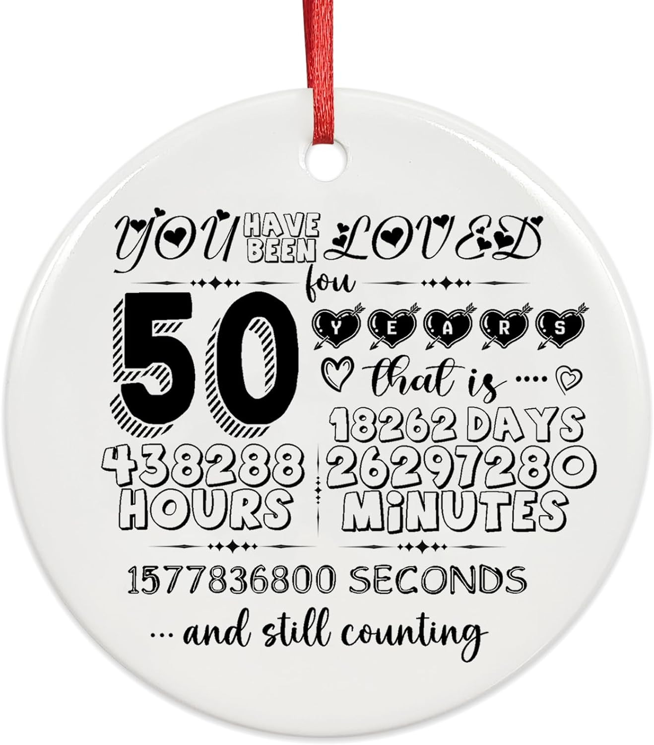 50Th Wedding for Couple,50 Years Anniversary Ornament Present for Wife Husband P