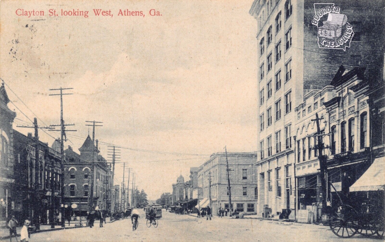 GA~GEORGIA~ATHENS~CLAYTON STREET LOOKING WEST~MAILED 1909