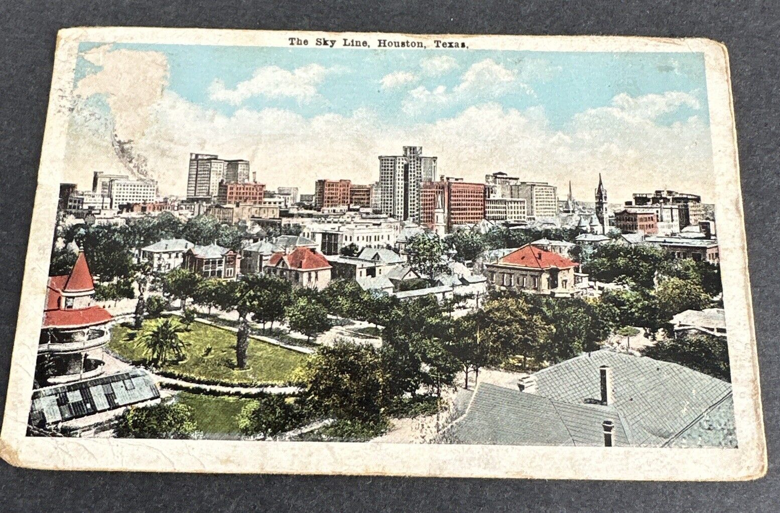Postcard: Sky Line HOUSTON Texas~Rare Antique Skyscraper Buildings