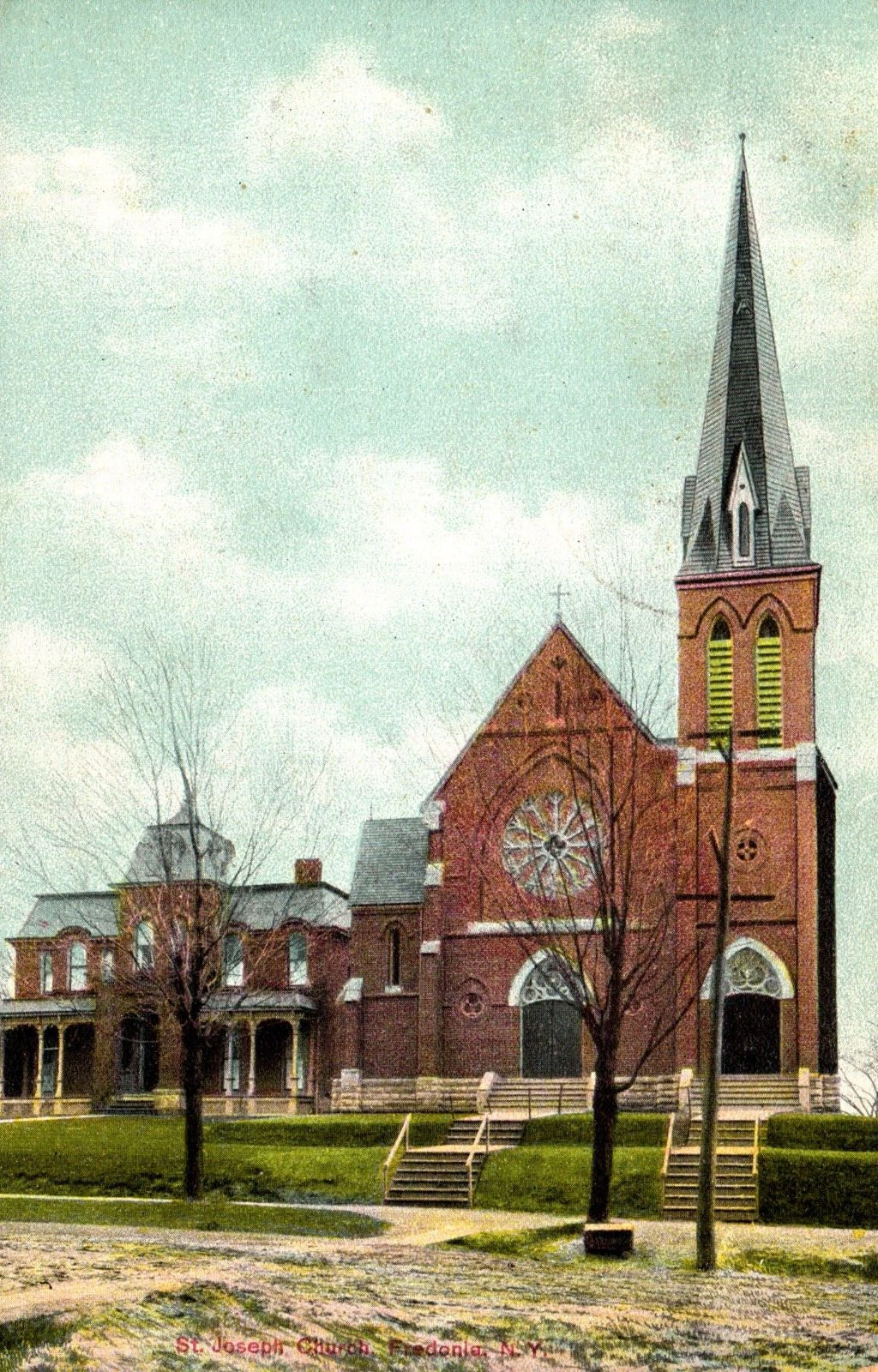 Postcard Saint Joseph church Fredonia New York
