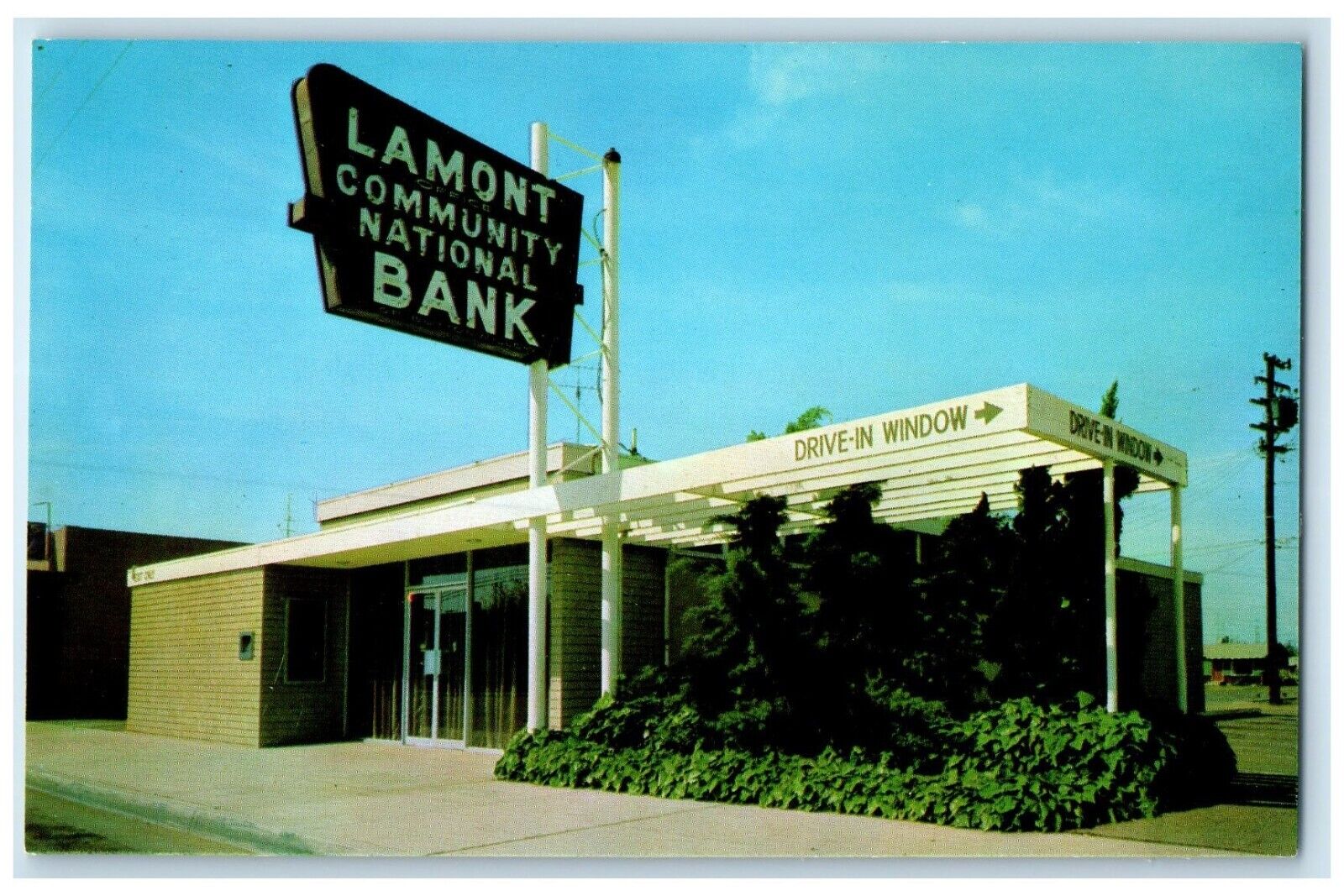 c1960 Community National Bank Kern County Lamont California CA Unposted Postcard