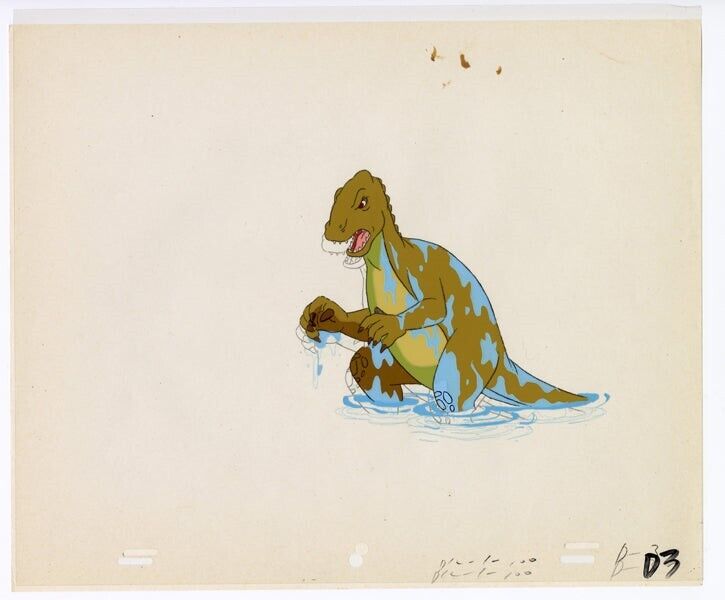 Dink the Little Dinosaur painted character animation original cel and drawing 