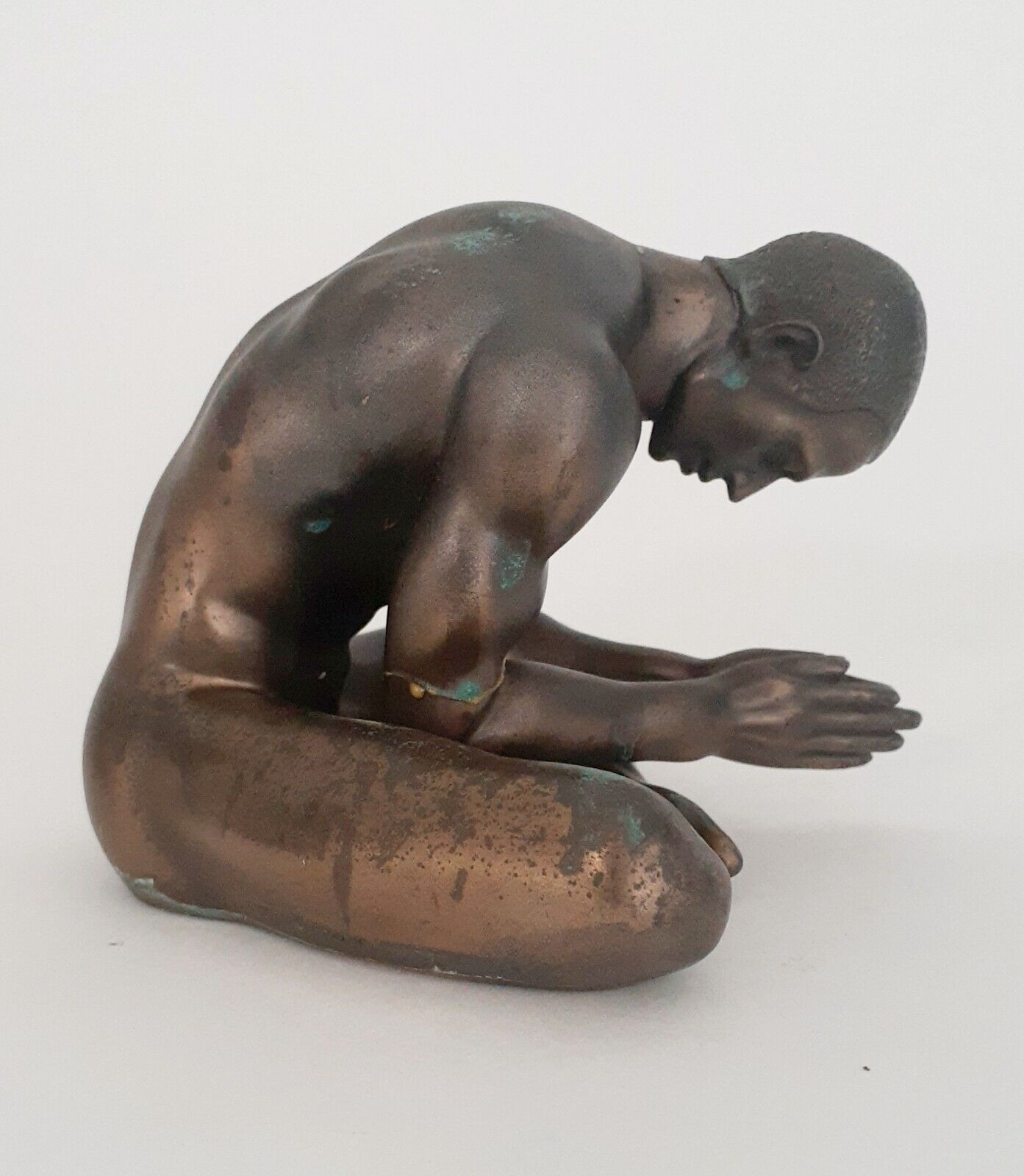 Veronese Nude Man Meditating Muscular Body Bronze Finish Sculpture Figurine HTF