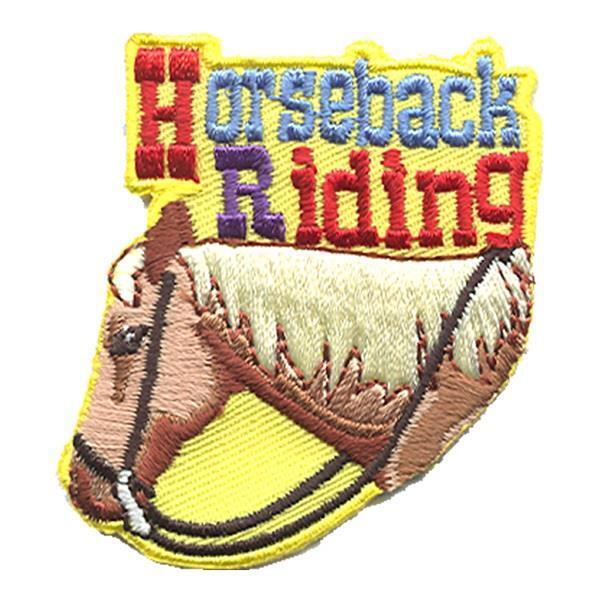 Boy Girl cub HORSEBACK RIDING lesson Fun Patches Badges GUIDES SCOUT Yellow