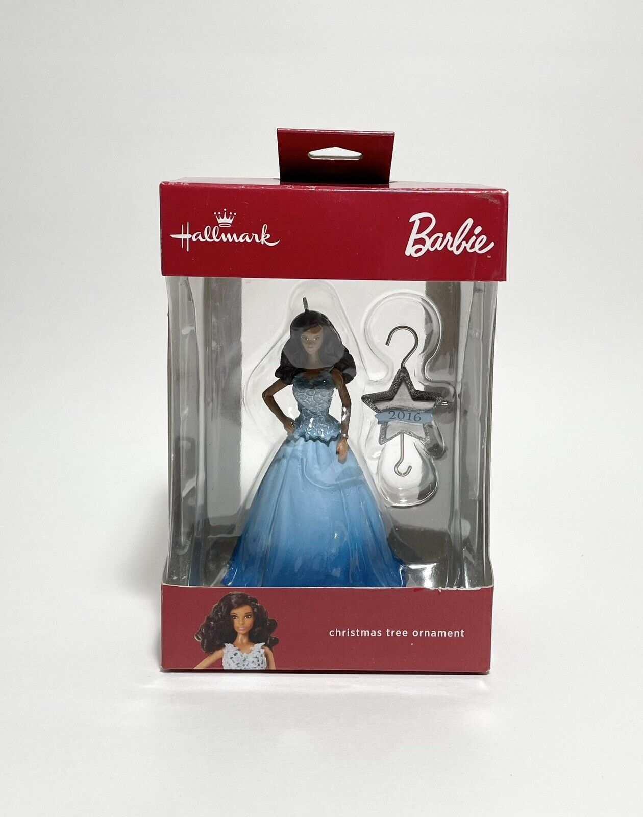 2016 Hallmark Christmas Ornament African American Barbie Blue Dress