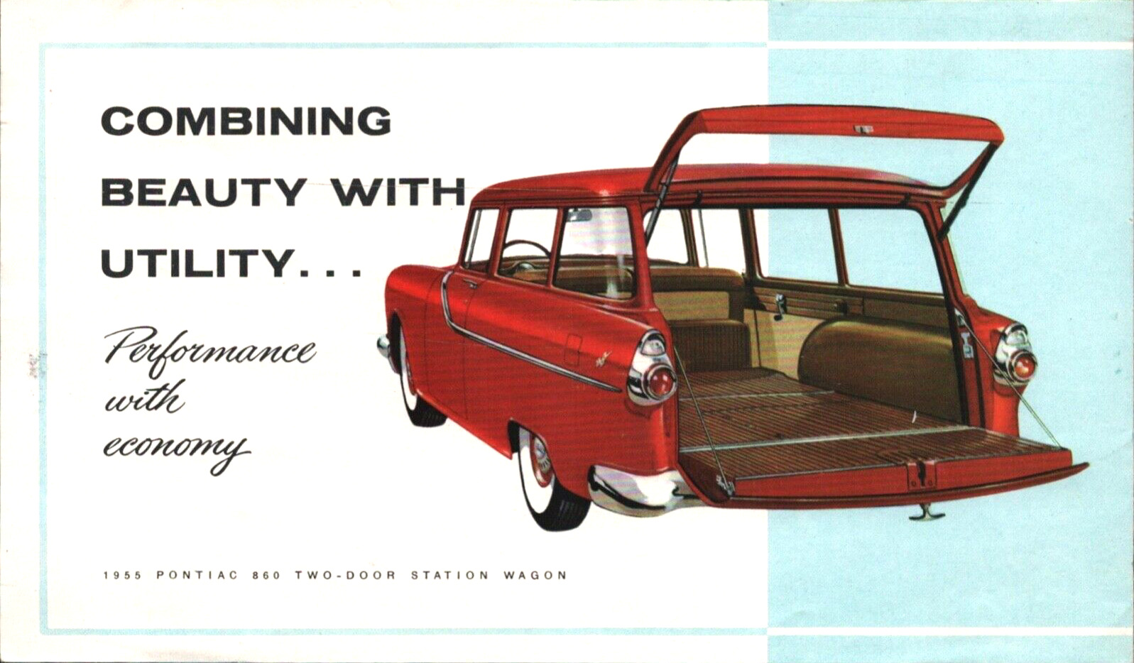 1955 PONTIAC 860 TWO-DOOR STATION WAGON car automobile brochure NATIVE AMERICANS