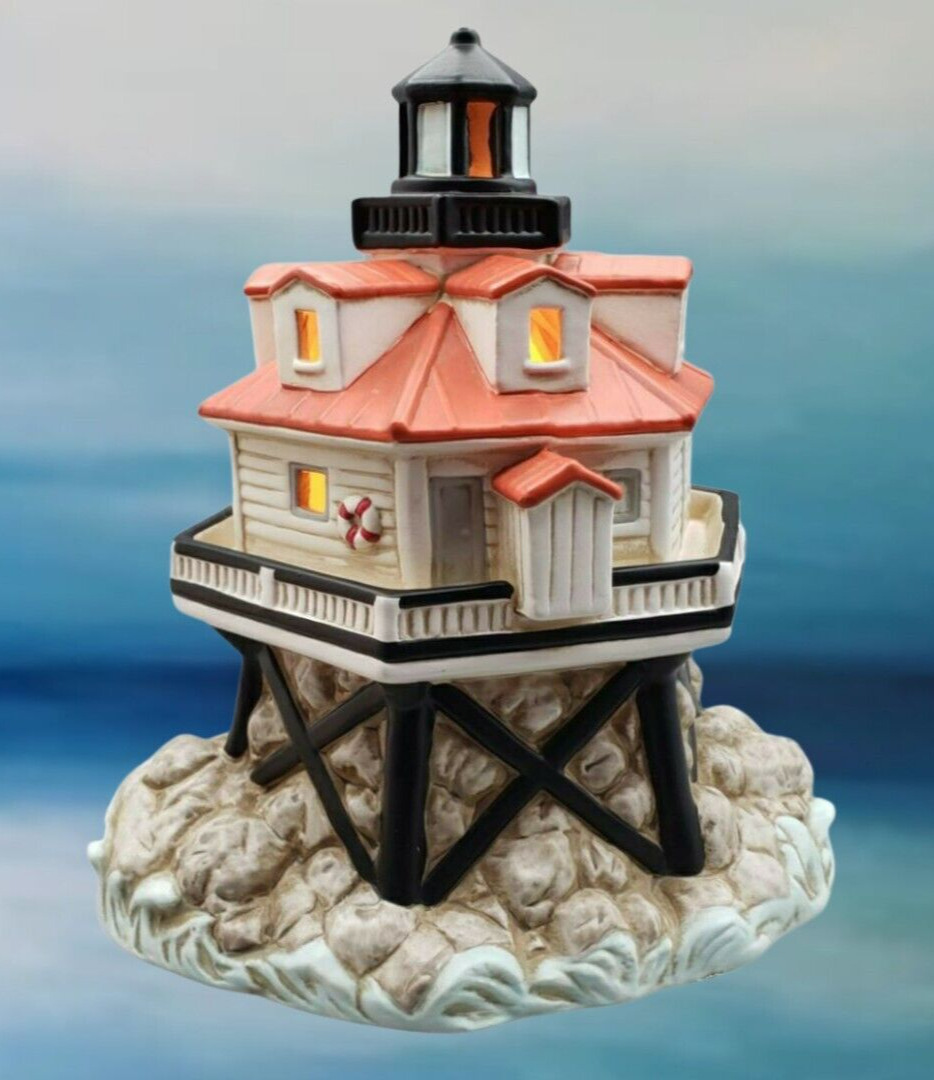 Vintage Geo Z. Lefton Thomas Point Shoal Lighthouse Nautical Accent Lamp 1995