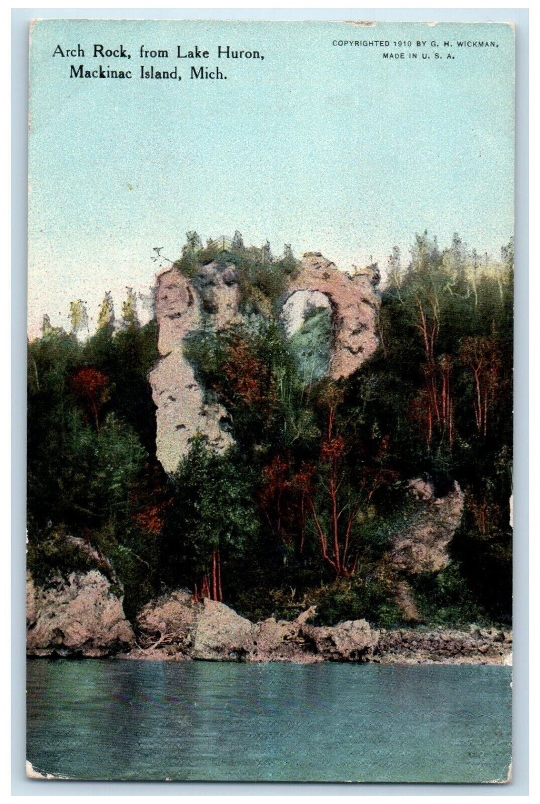 c1910\'s Arch Rock From Lake Huron Mackinac Island Michigan MI Antique Postcard