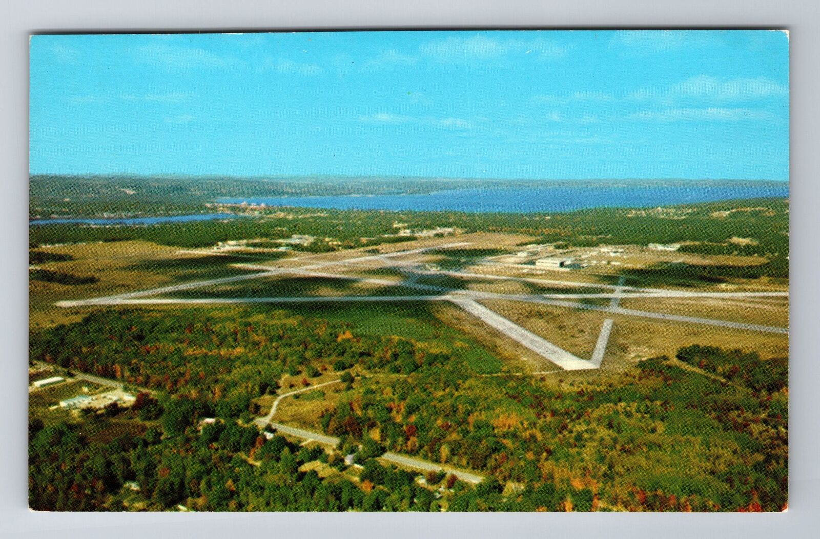 Traverse City MI-Michigan, Aerial View Cherry Capitol, Vintage Souvenir Postcard