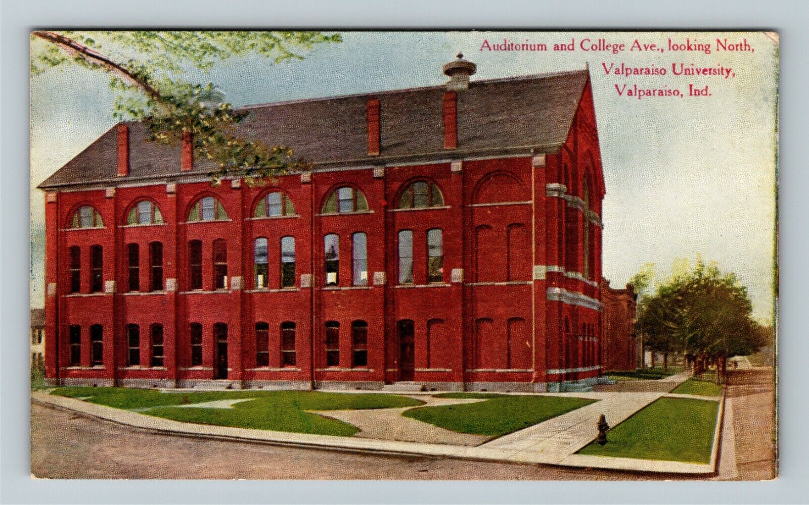 Valparaiso IN Indiana, Valparaiso University, Auditorium, Vintage Postcard