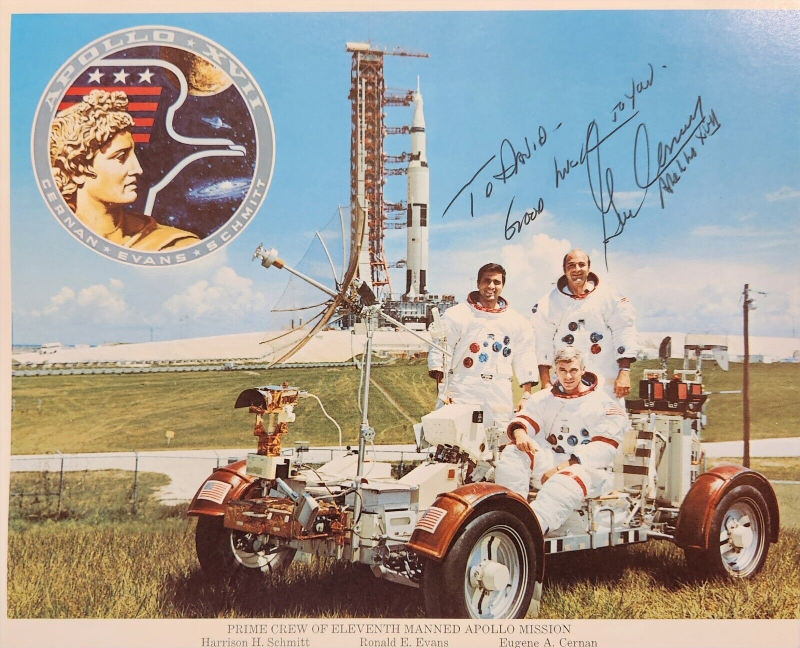 SIGNED Gene Cernan Astronaut 8x10 NASA Apollo XVII Litho photo w COA auto Moon