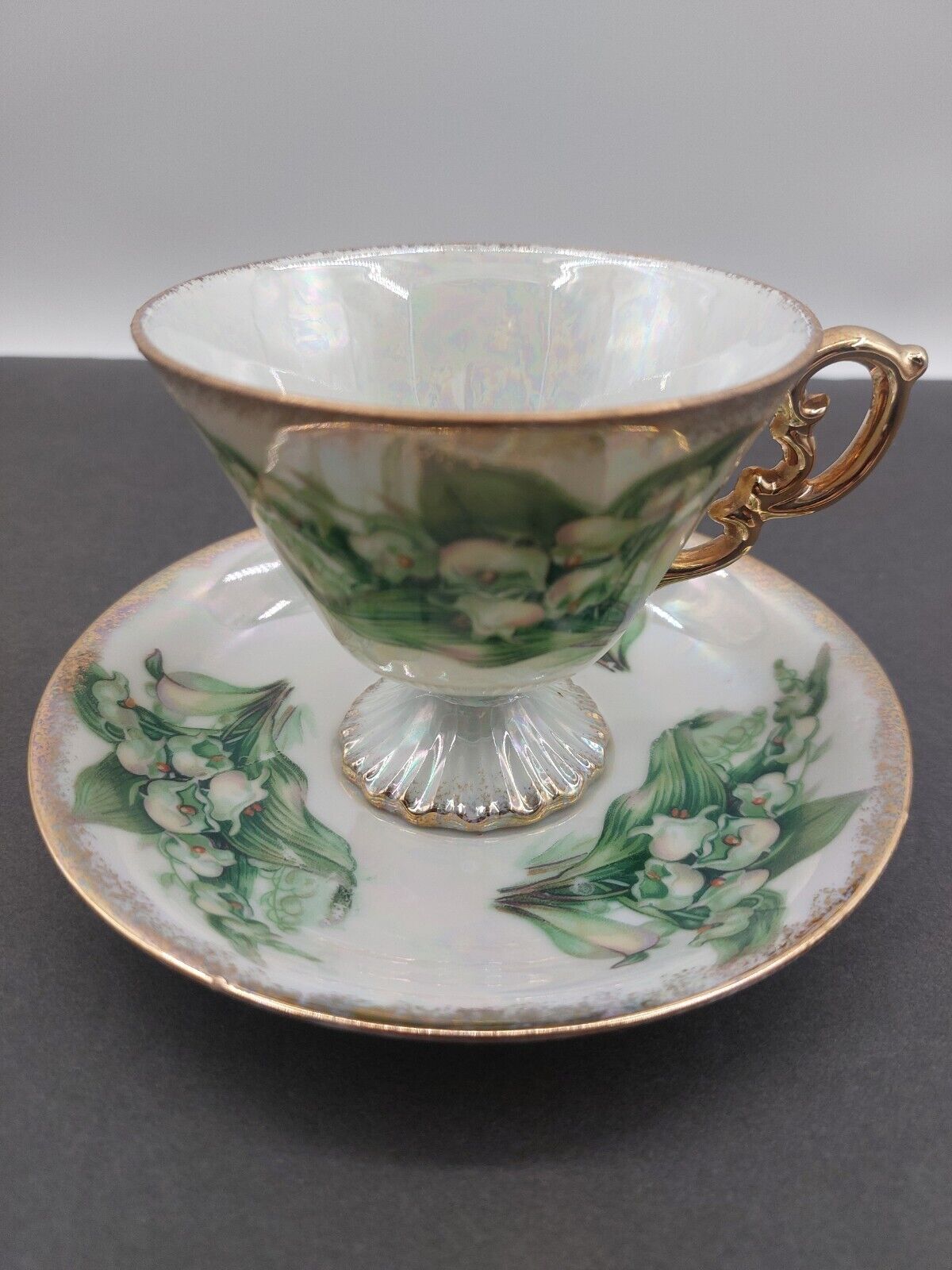 Vtg Wheelock Peoria Teacup And Saucer Set Lily Of The Valley  May Made In Japan