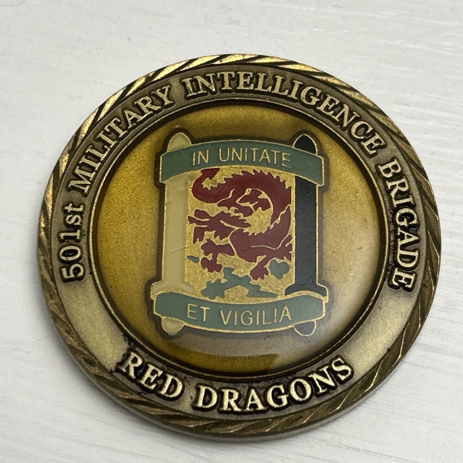 RARE 501st Military Intelligence Brigade Red Dragons Strike Fire Coin Challenge