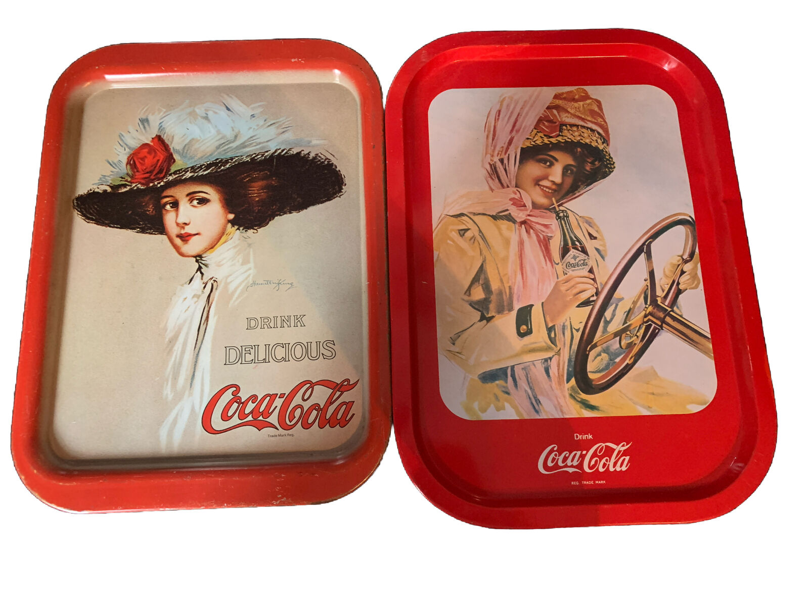 (2) Vintage 1971 Coca Cola Tray Serving Soda Reproduction