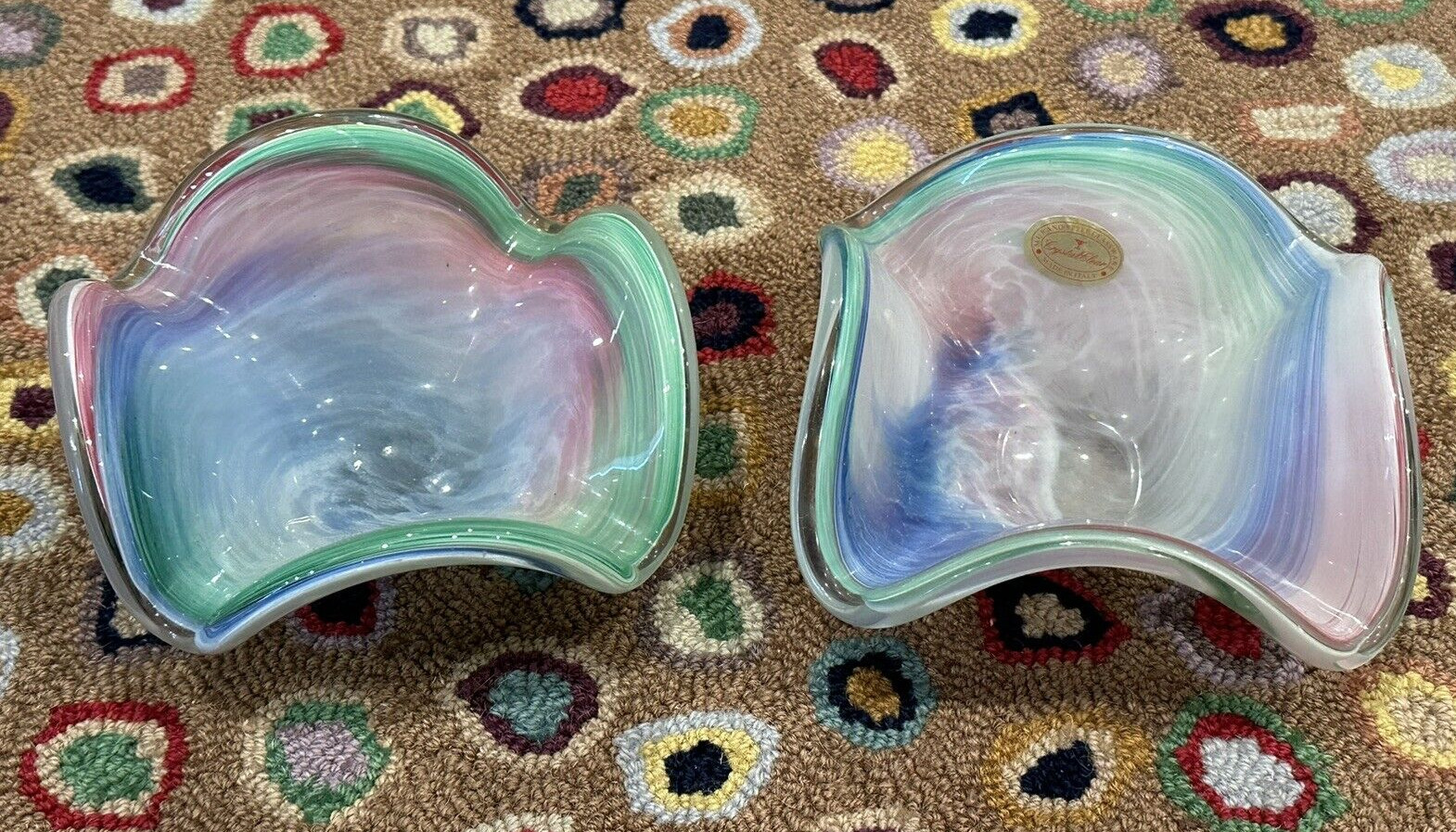 CRYSTAL CLEAR MURANO STYLE PINK GREEN BLUE 5.5