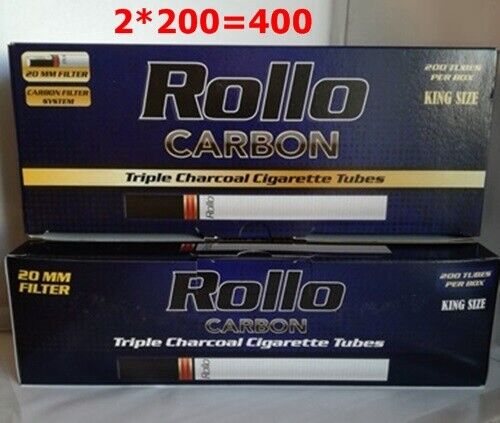 2*200=400 Tubes ROLLO Carbon Sistem ,20 mm Filter , King Size Triple Charcoal .