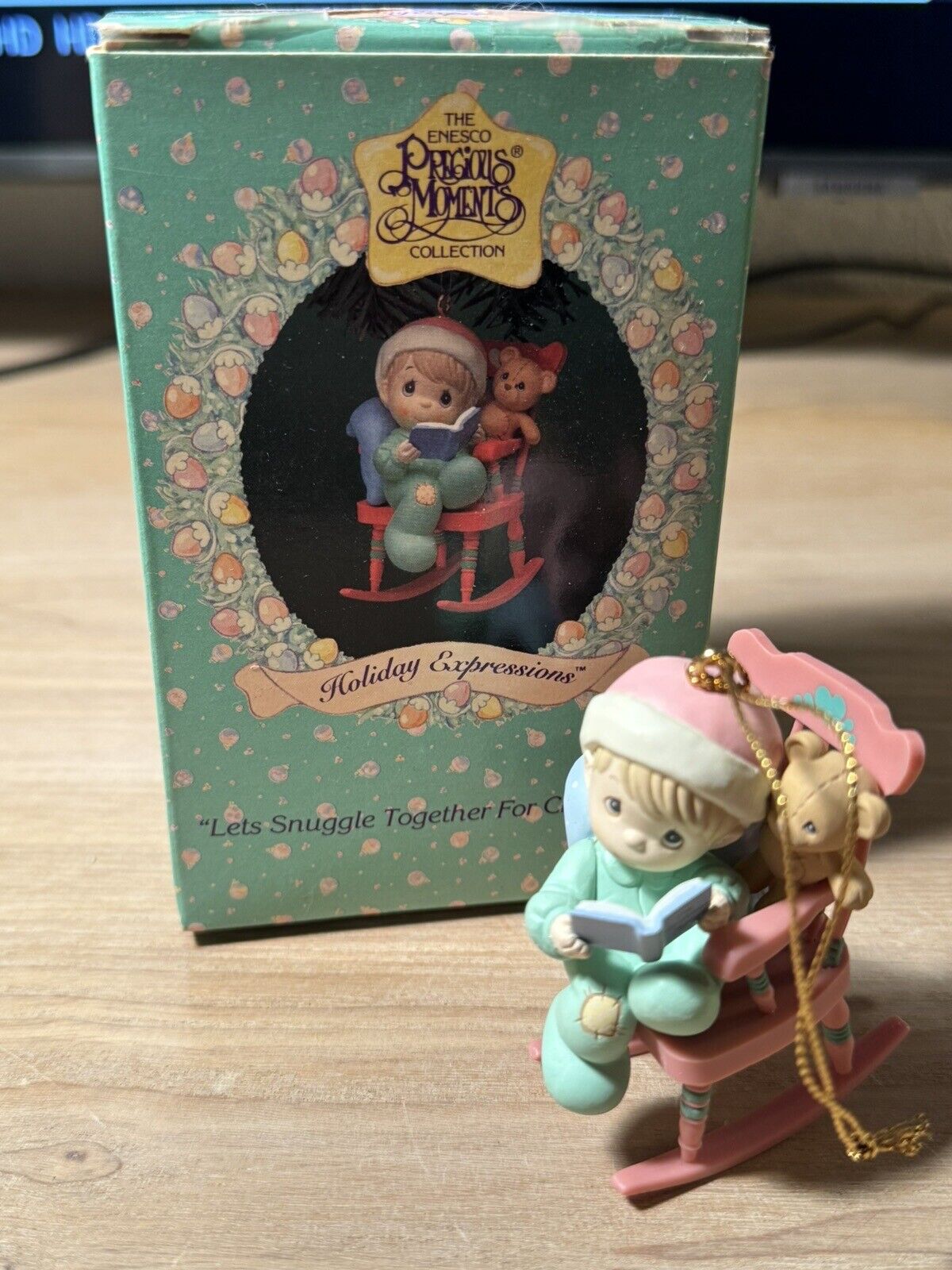 1995 Vintage Precious Moments Ornament - Lets Snuggle Together For Christmas