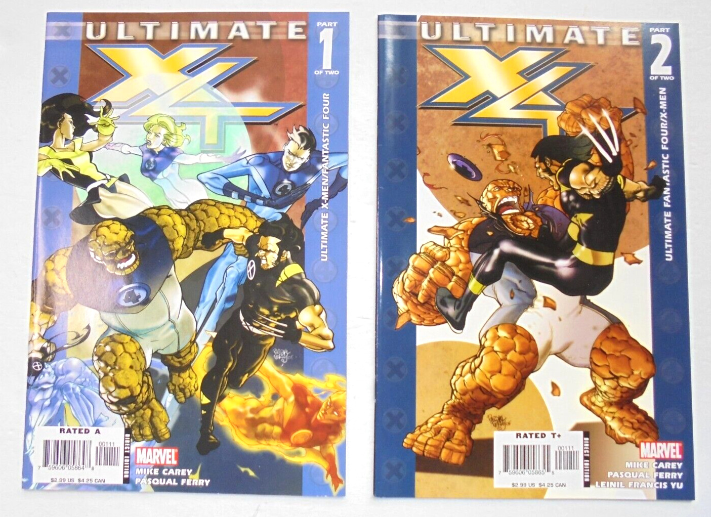 Ultimate X4 1, 2 Marvel Comic X-Men Fantastic Four COMPLETE SET 2006 EXCELLENT