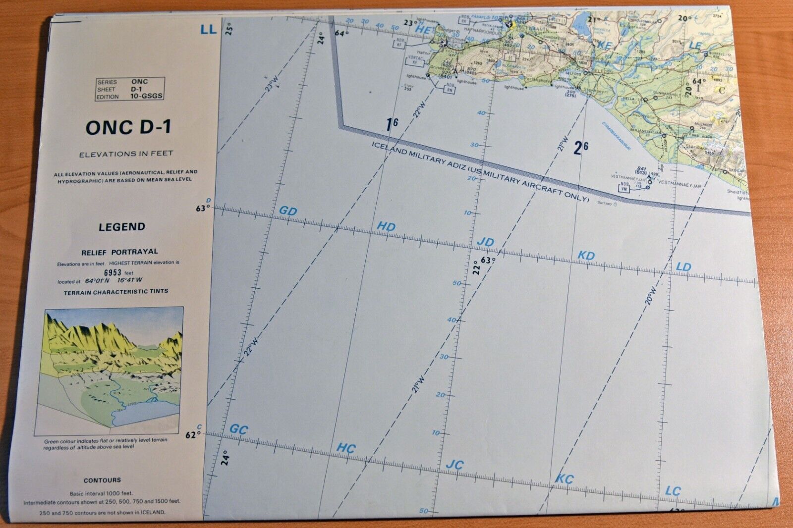 VTG ONC D-1 Edition 10-GSGS Operational Navigation Chart Aeronautical Map 1983