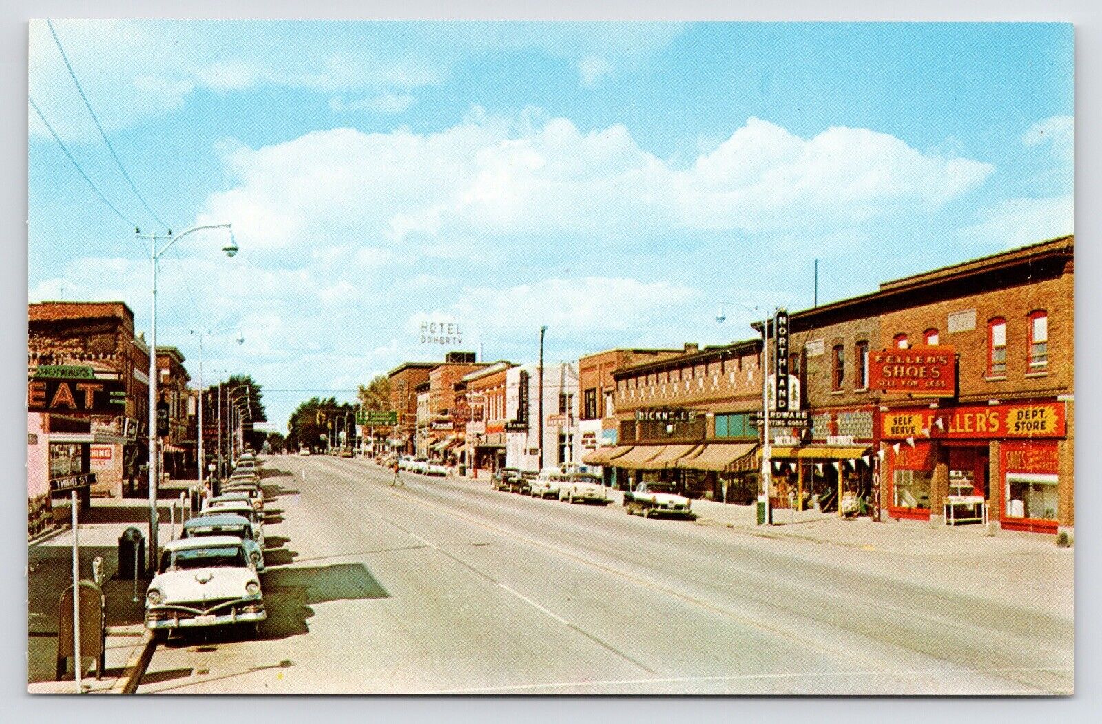 c1950s Main Street & Third St. Clare Michigan MI Postcard