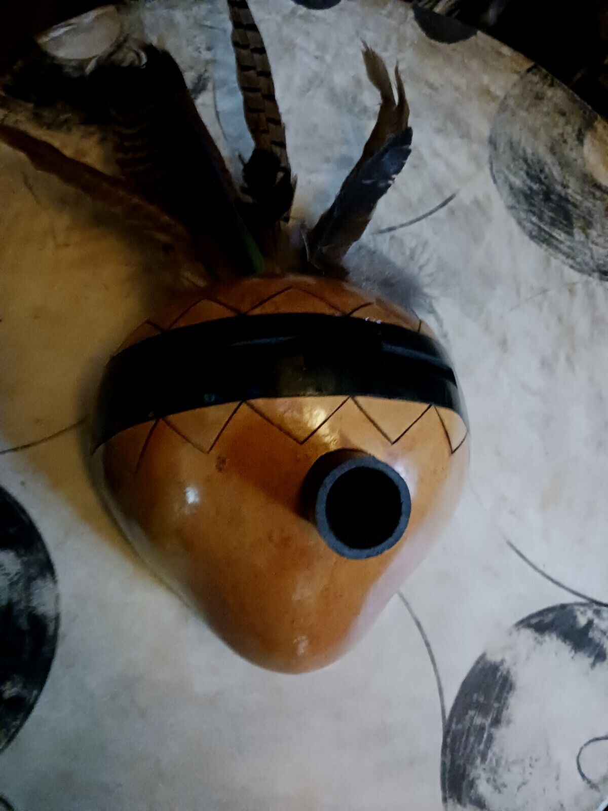 **AWESOME NATIVE AMERICAN  TRIBAL GOURD MASK ART LARGE  VERY COOL*