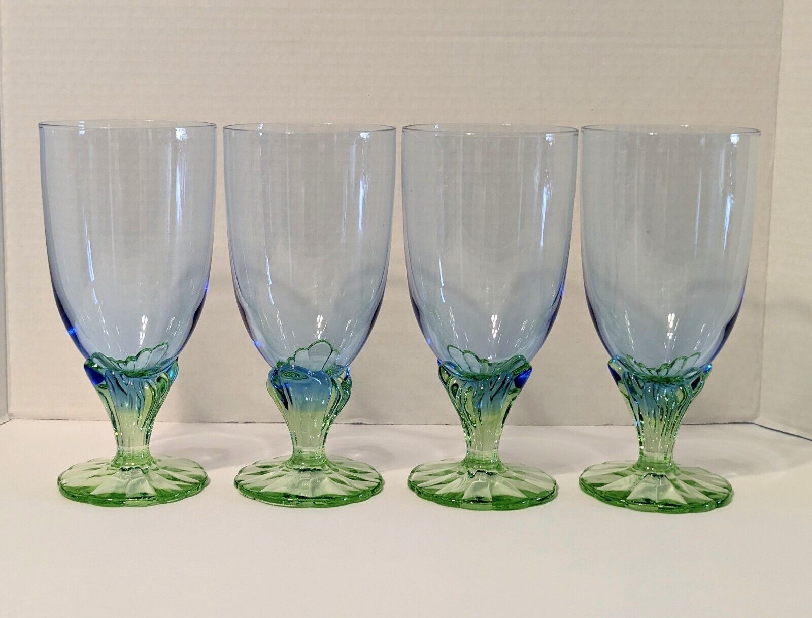 Vintage Bormioli Rocco Bahia Bi-color Glass Goblets Italy 7.5\