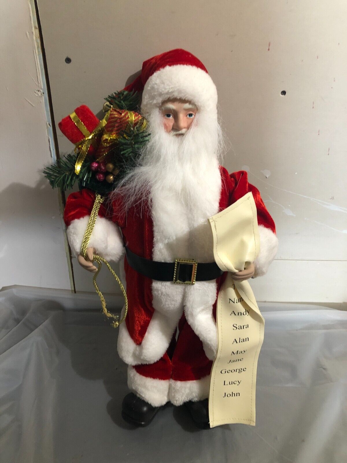 Santa Claus with Gifts & Name List Christmas 21” Standing Decor