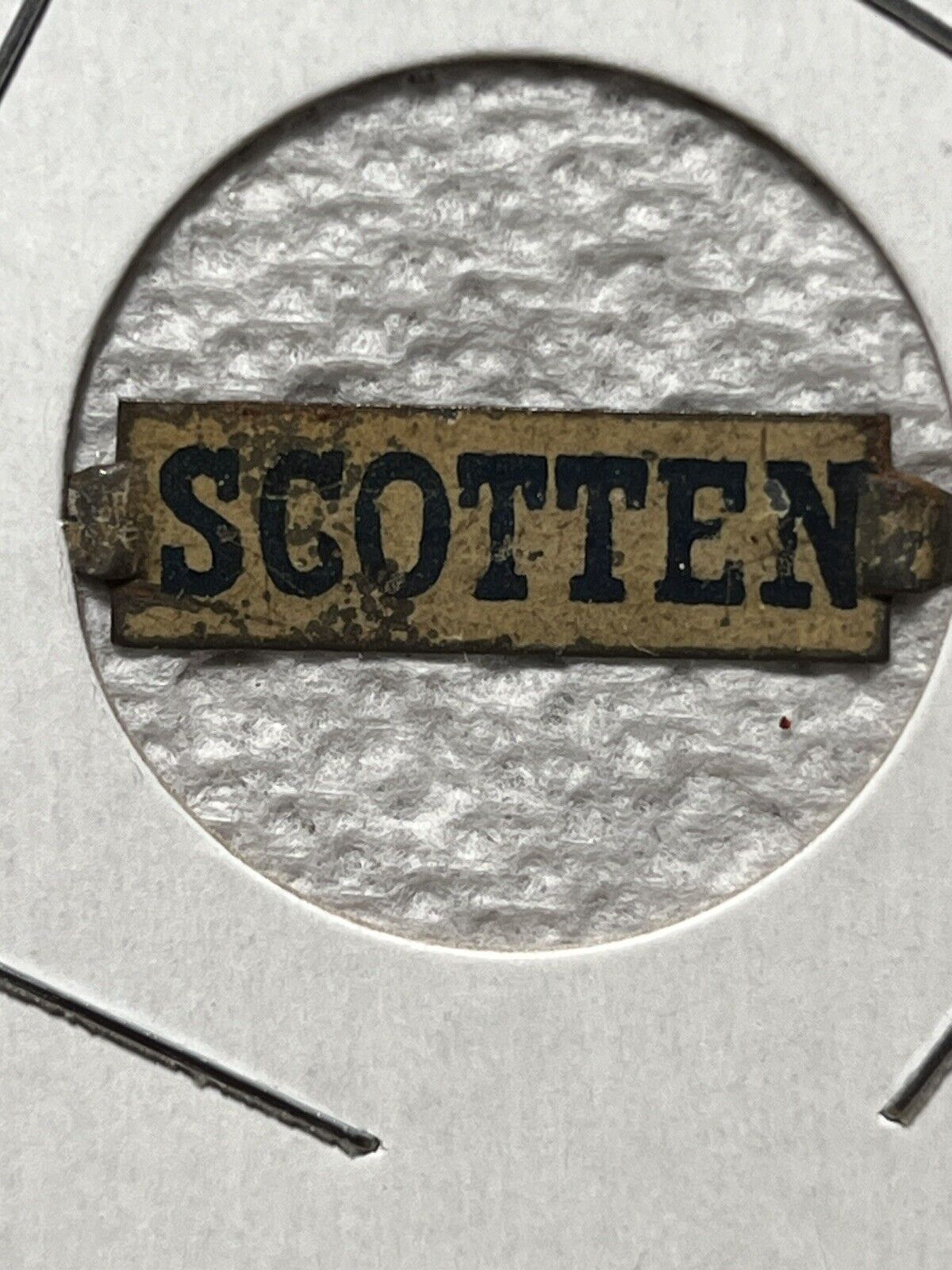 Scotten vintage tin tobacco tag