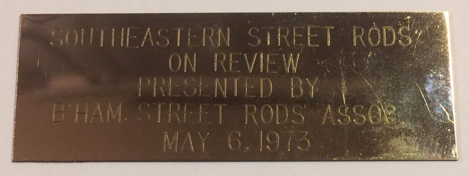 1973 Southeastern Street Rods on Review Dash Plaque Birmingham Street Rods Assoc