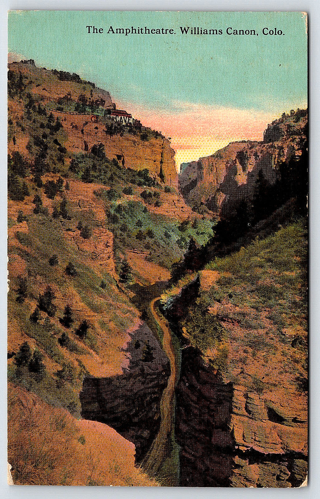 Postcard 1912 Williams Canon Colorado The Amphitheatre Landscape Vintage Color