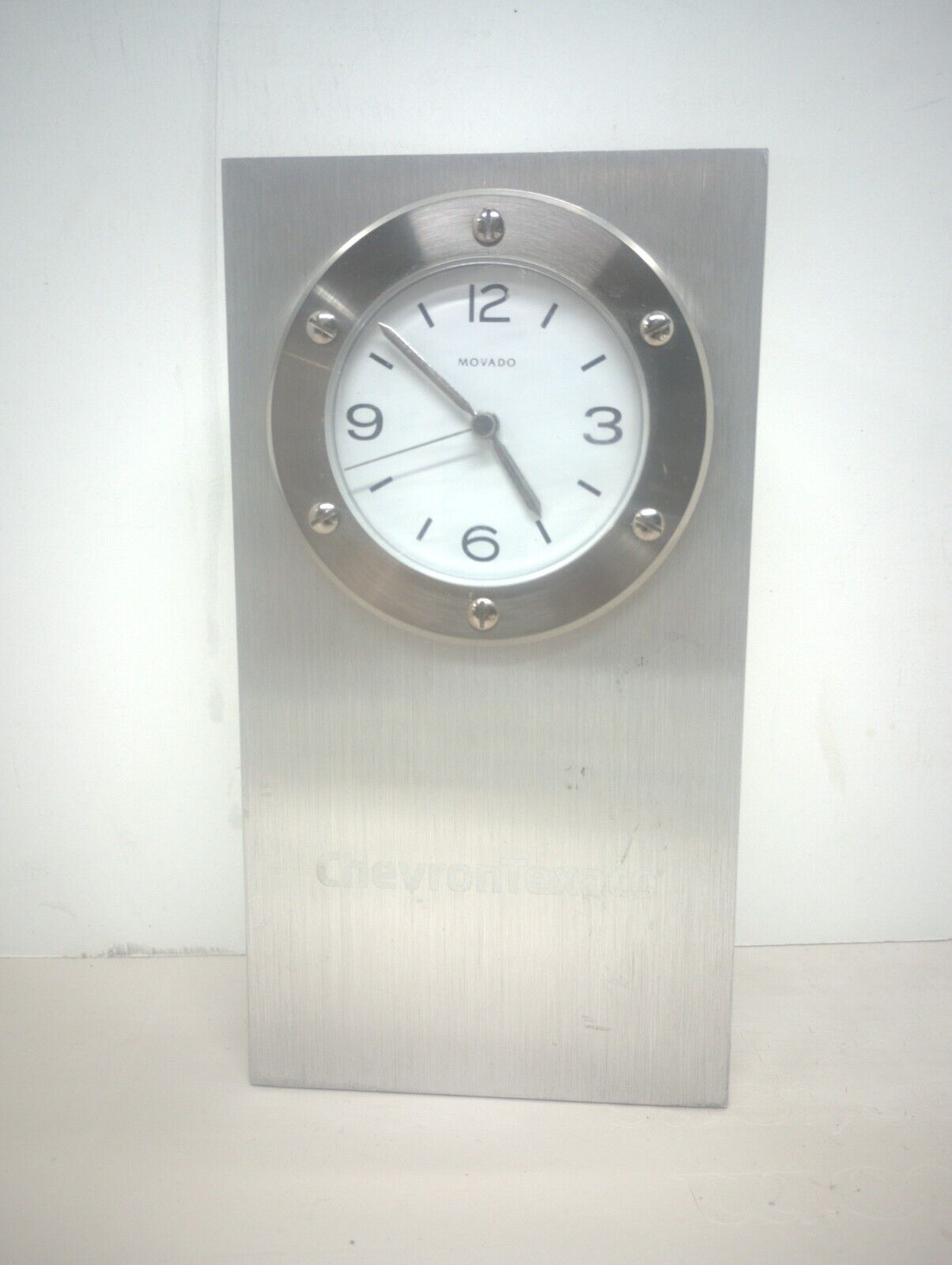 MOVADO Deco Modern Metal Mantel Shelf Clock, Heavy, Chevron Texaco