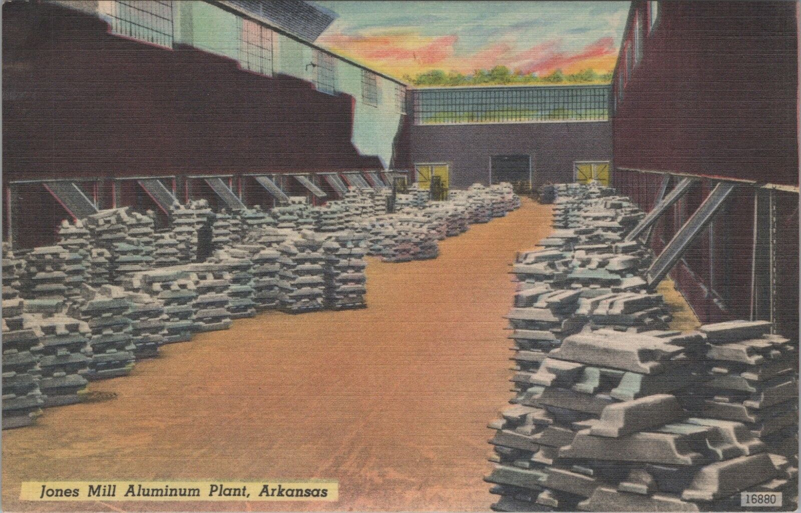 c1940s Jones Mill Aluminum Plant Jones Mill Arkansas stacks piles linen D528