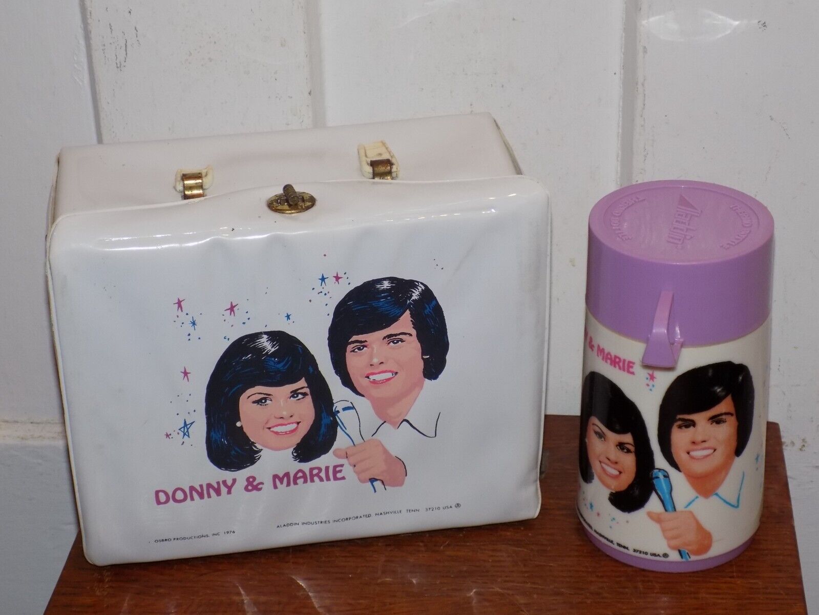 Vintage 1976 Donnie & Marie Long Hair Version Vinyl Lunchbox Thermos