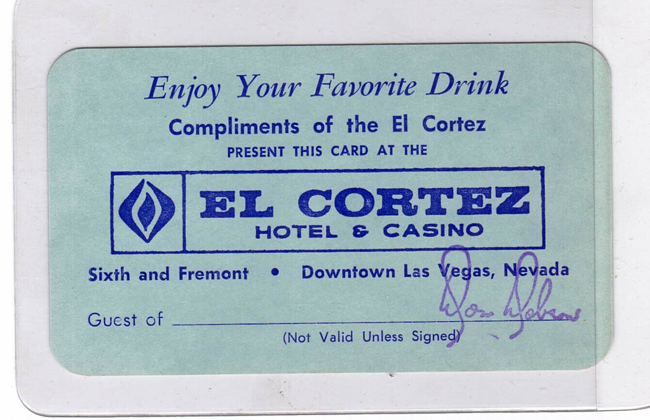 VINTAGE COMPLIMENTARY DRINK CARD \
