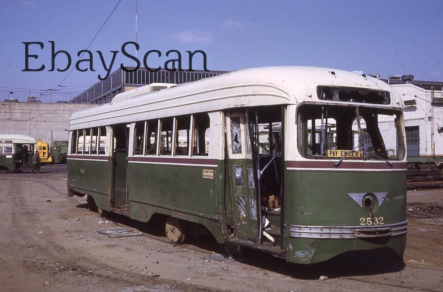 Original 35mm Kodachrome Slide SEPTA Philadelphia Trolley Damaged 1969