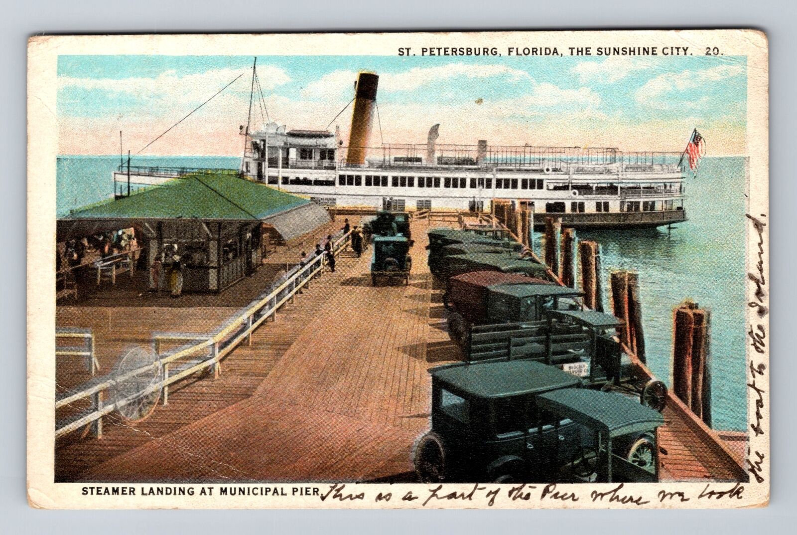 St Petersburg FL-Florida, Steamer Landing at Municipal Pier Vintage Postcard