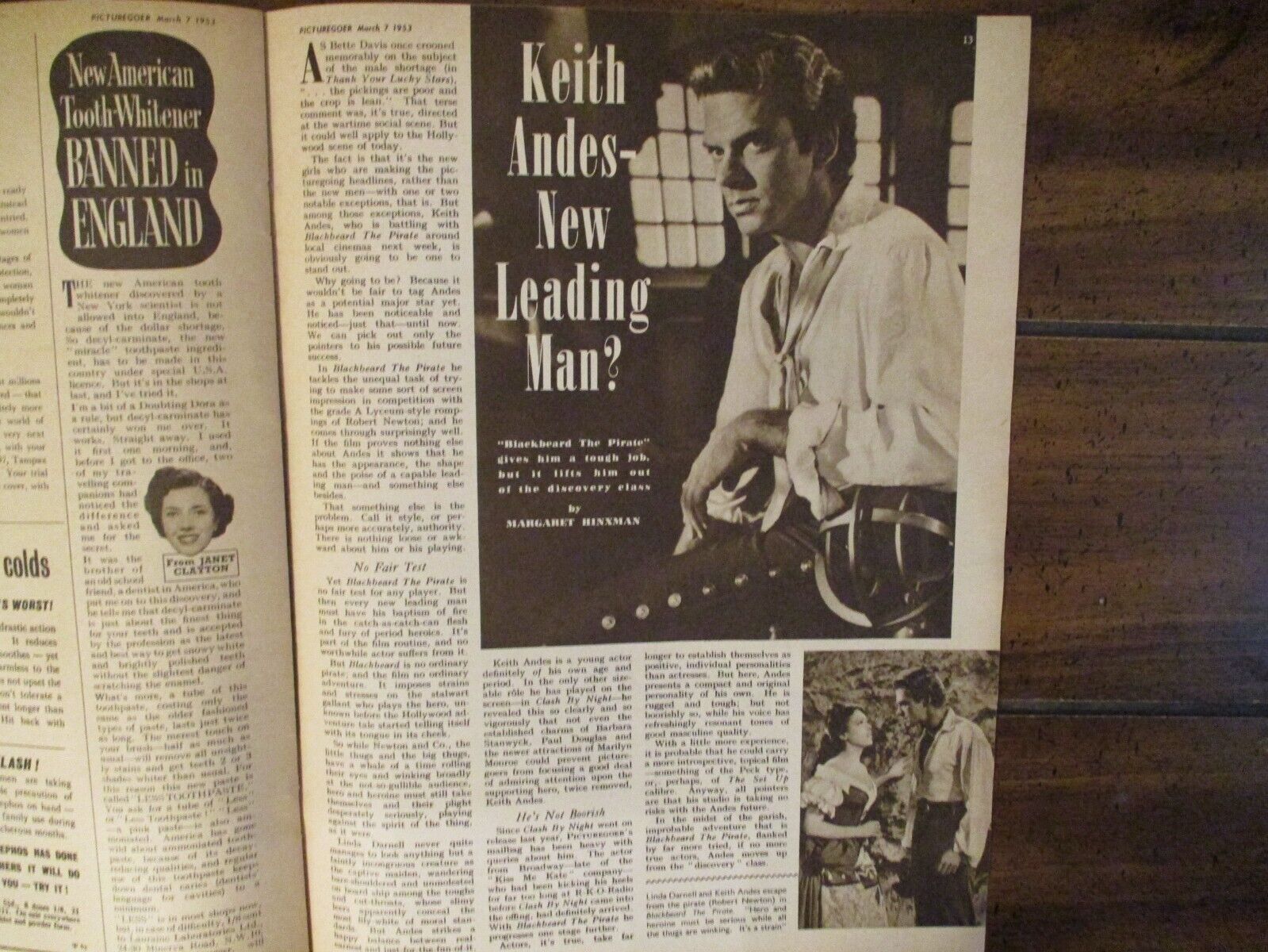 3/7/1953 Picturegoer Mag(KEITH  ANDES/SPENCER TRACY/RONALD SHINER/LINDA DARNELL)